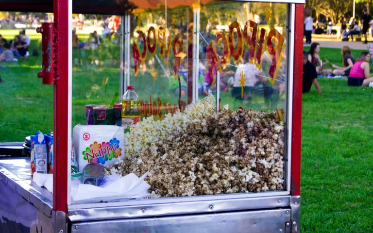 Açık havada popcorn makinesi arabası